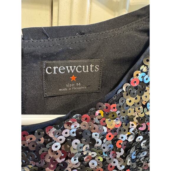 J. Crew Crewcuts Girls' Flutter Sleeve Sequin Dress Silver Black Eras Tour Sz 14 - Picture 11 of 16